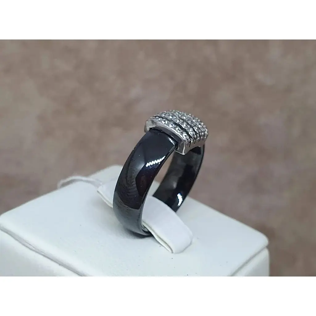 Срібне кільце Aurora з керамікою і фіанітами. С1120Ч 19 - фото 3