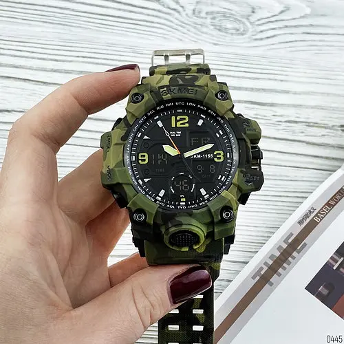 Чоловічий наручний годинник 1155B Military Green Skmei acs0030849 - фото 2