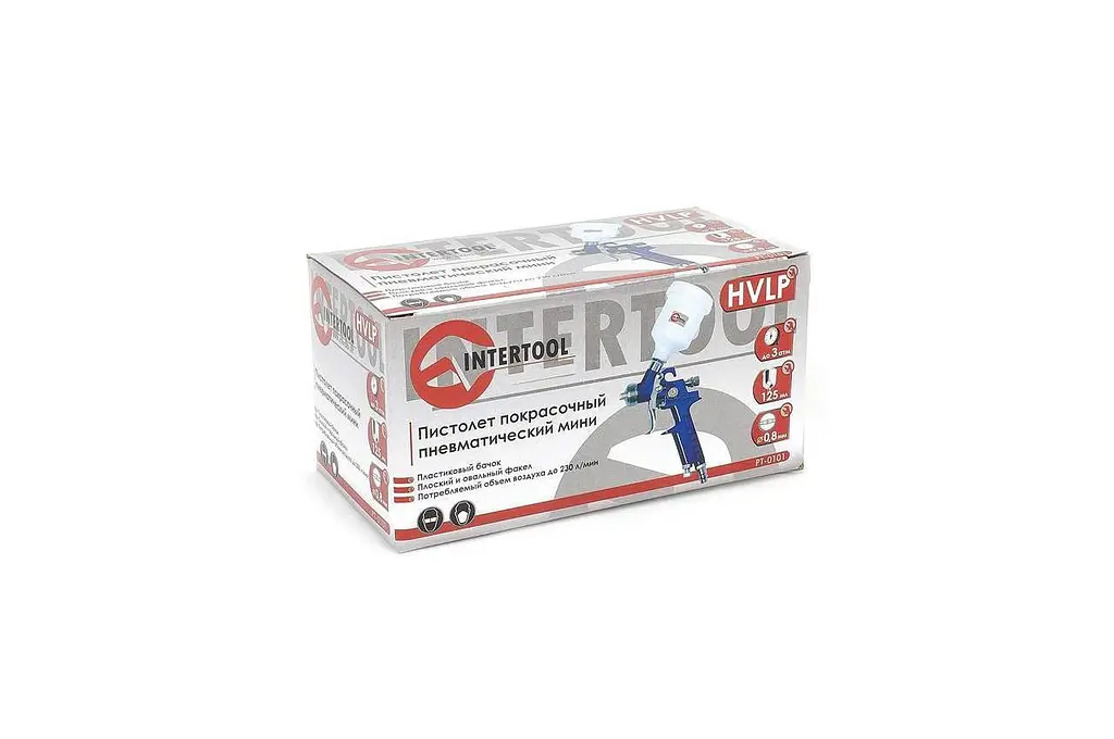 Пневматичний фарбопульт HVLP Intertool верхній бак 125 мл x 0.8 мм PT-0101 - фото 2