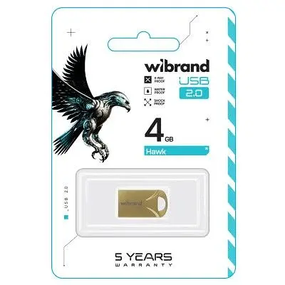 USB флеш накопитель Wibrand 4GB Hawk Gold USB 2.0 (WI2.0/HA4M1G) - фото 2