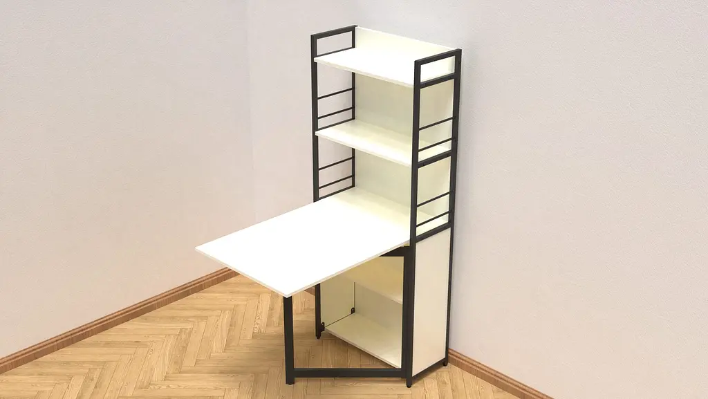 Стіл книжка з етажеркою Практик 2 Ferrum-decor 1555x640x990 Чорний метал ДСП Біле 16 мм (FRD-104625) - фото 3