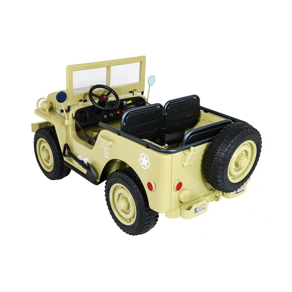 Електроавтомобіль військовий Ramiz Retro MP3 LED 12 В, бежевий (PA.JH-101.BEZ) - фото 8