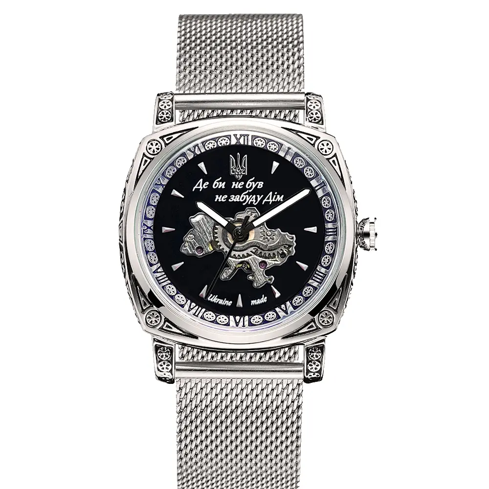 Чоловічий наручний годинник 021-3D Де б не був Silver-Black Mesh Awarder acs0031955