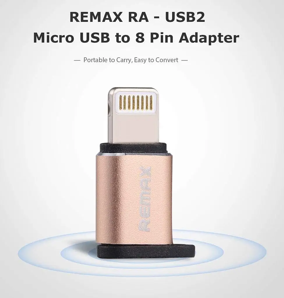 Переходник Remax RA-USB2 microUSB to Lightning золотистый - фото 5