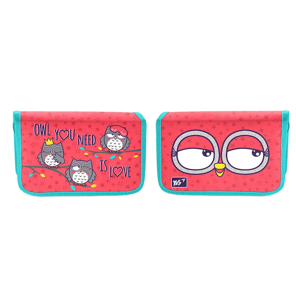 Пенал твердий YES одинарний з двома клапанами HP-04 Owls (533346)