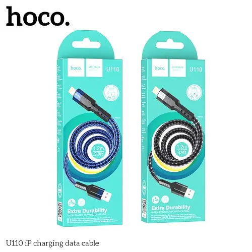 Кабель HOCO U110 charging data cable for Lightning/2,4A/1,2m чорний - фото 4