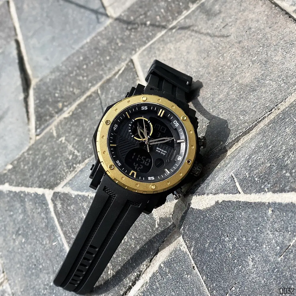 Чоловічий наручний годинник 6012 Black-Gold Sanda acs0030972 - фото 7
