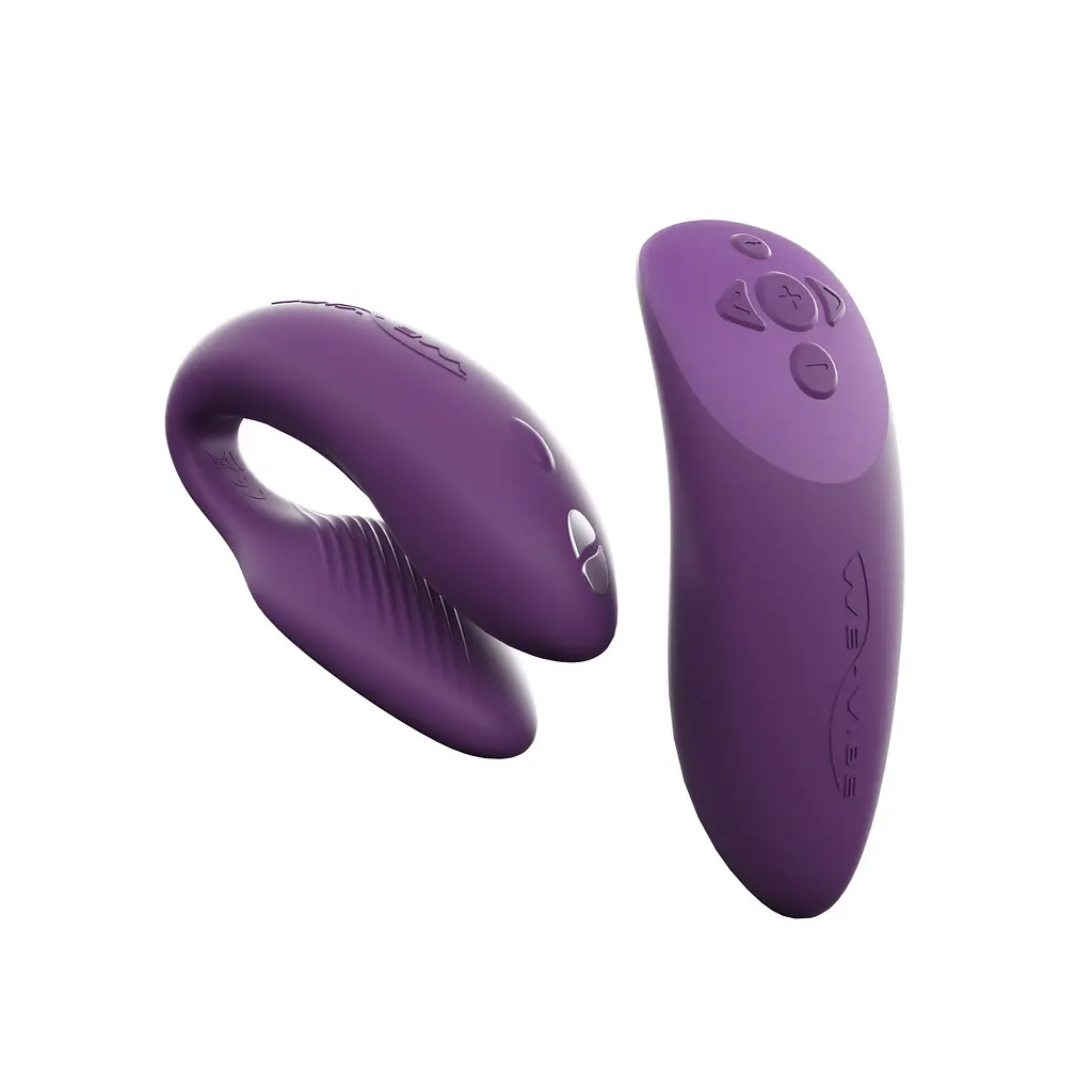 Смарт-вібратор для пар We-Vibe Chorus Purple, сенсорне керування вібраціями стисненням пульта - фото 2