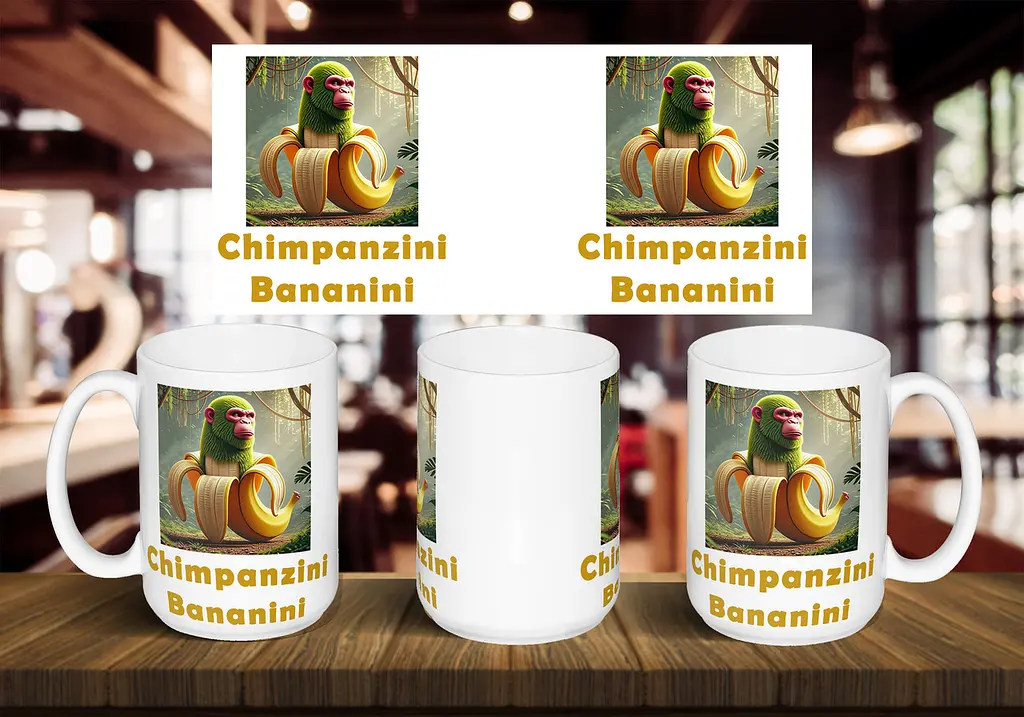 Чашка "Chimpanzini Bananini" 425 мл Темно-синя