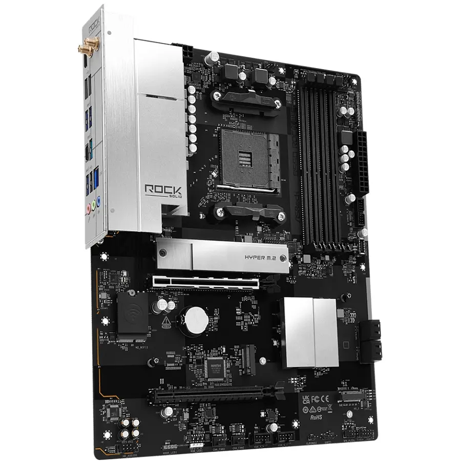ASRock B550 Rock WiFi (AM4/B550, 4*DDR4, 2xPCIex16, HDMI, 4xSATA, 3xM.2, 2.5GLan, 7.1ch, ATX) - фото 3