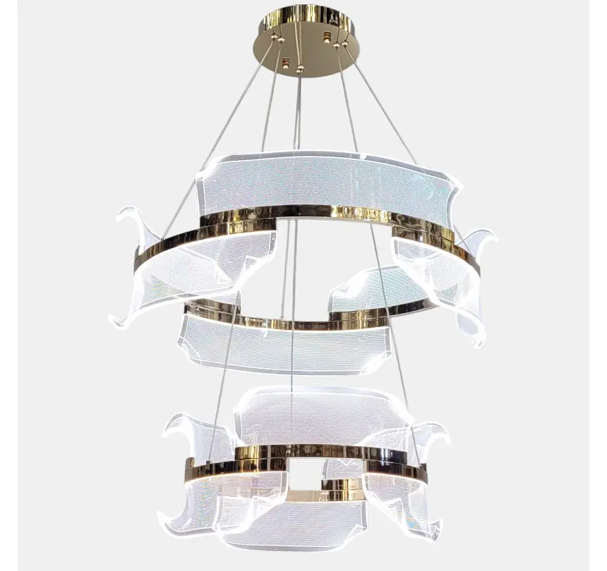 Двоярусна підвісна LED-люстра Artlight 512162/60+40GD золота з двома кільцями та прозорими акриловими розсіювачами - фото 6