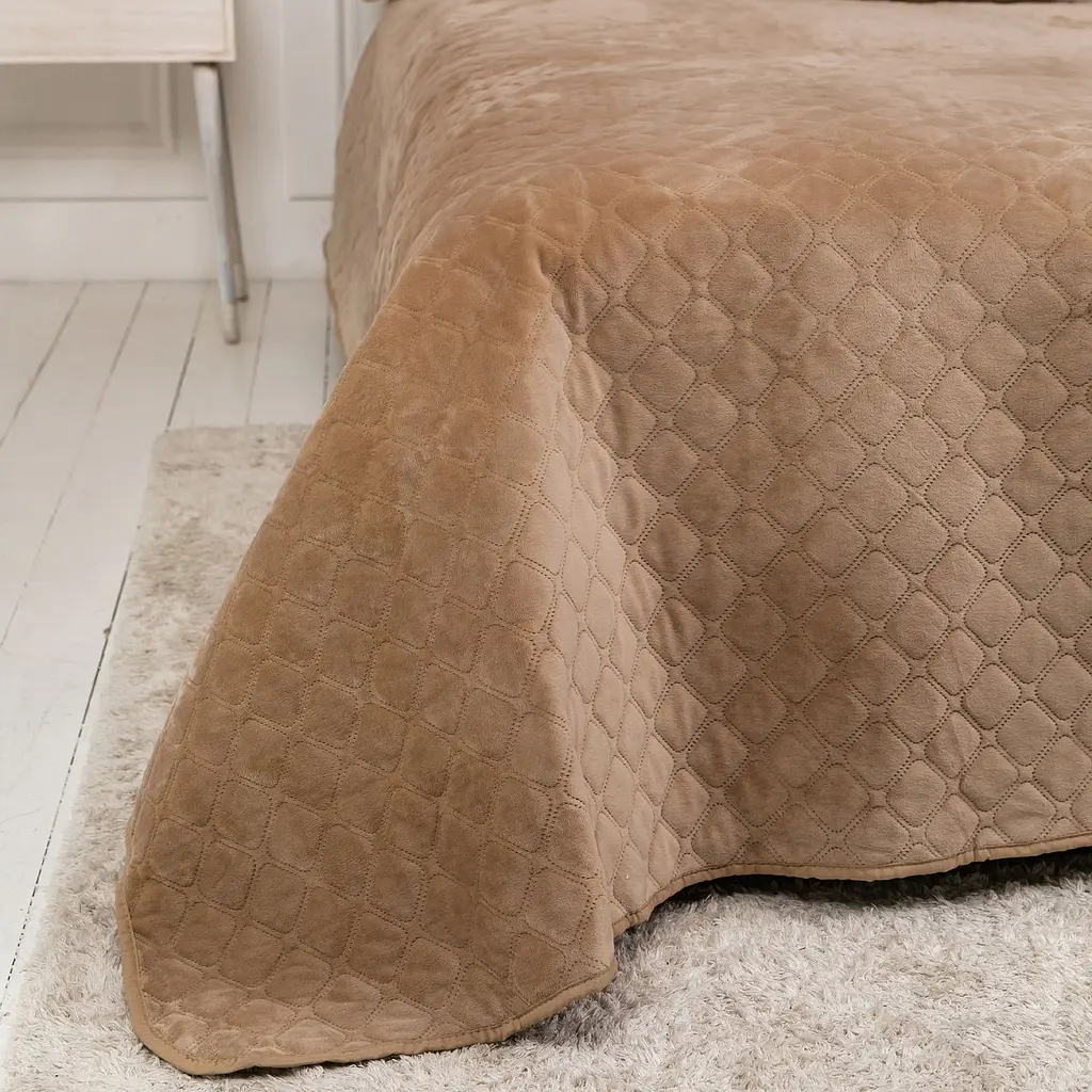 Покривало ТЕП Velour ромб круглий 260х240 см золотий беж (4-00518_22473) - фото 2