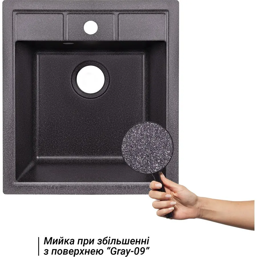 Кухонная мойка Lidz 460x515/200 GRF-13 графит (LIDZGRF13460515200) - фото 6