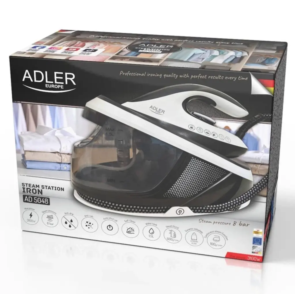 Парова станція Adler AD 5048 (3100 Вт, 8 бар), праска з парогенератором, паровий удар 600 г/хв - фото 10