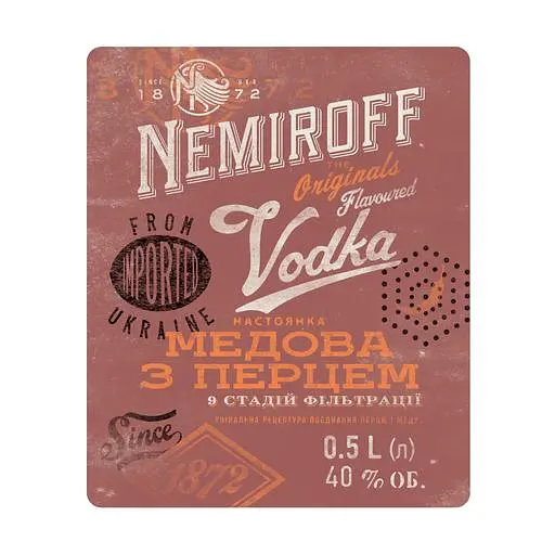 Уцінка. Настоянка Nemiroff Originals Українська медова з перцем 40% 0.5 л - фото 4