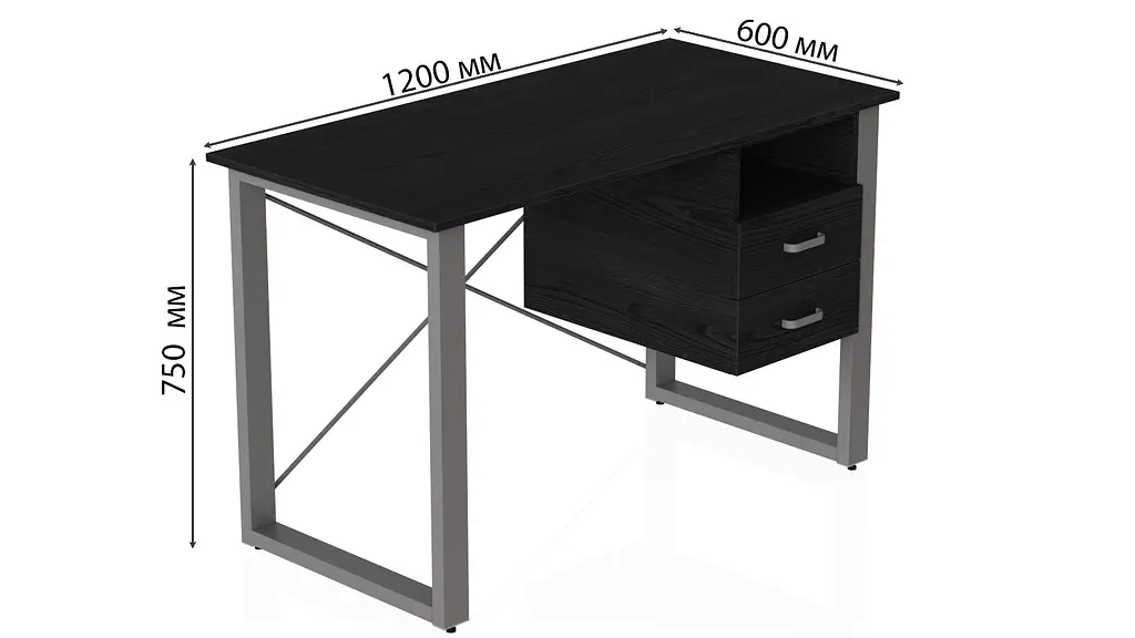 Письмовий стіл із ящиками Ferrum-decor Оскар 750x1200x600 метал Сірий ДСП Сосна Кембра 16 мм (FRD-103229) - фото 3