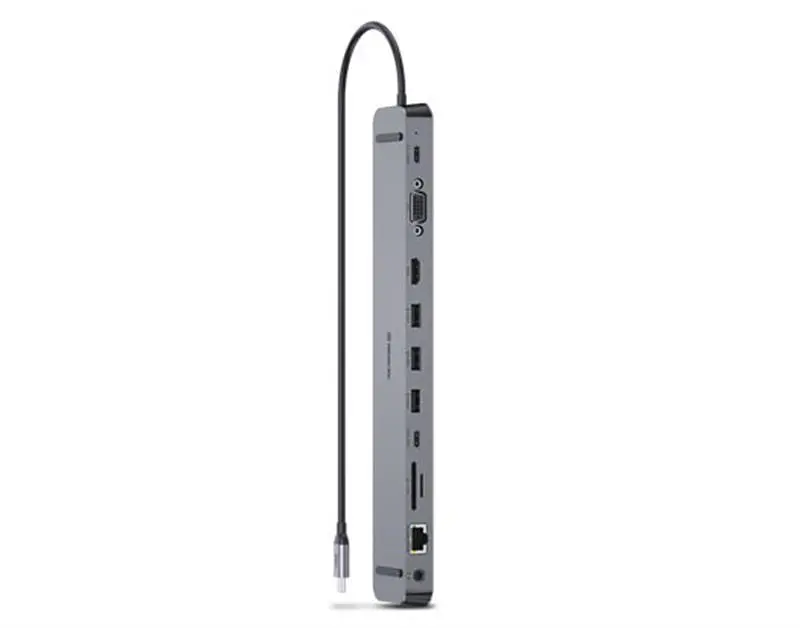 Концентратор REAL-EL CQ-1000 USB3.0х3/USB-C/HDMI/VGA/RJ45/SD/TF/3.5mm audio, 0.4m, Space Grey - фото 2