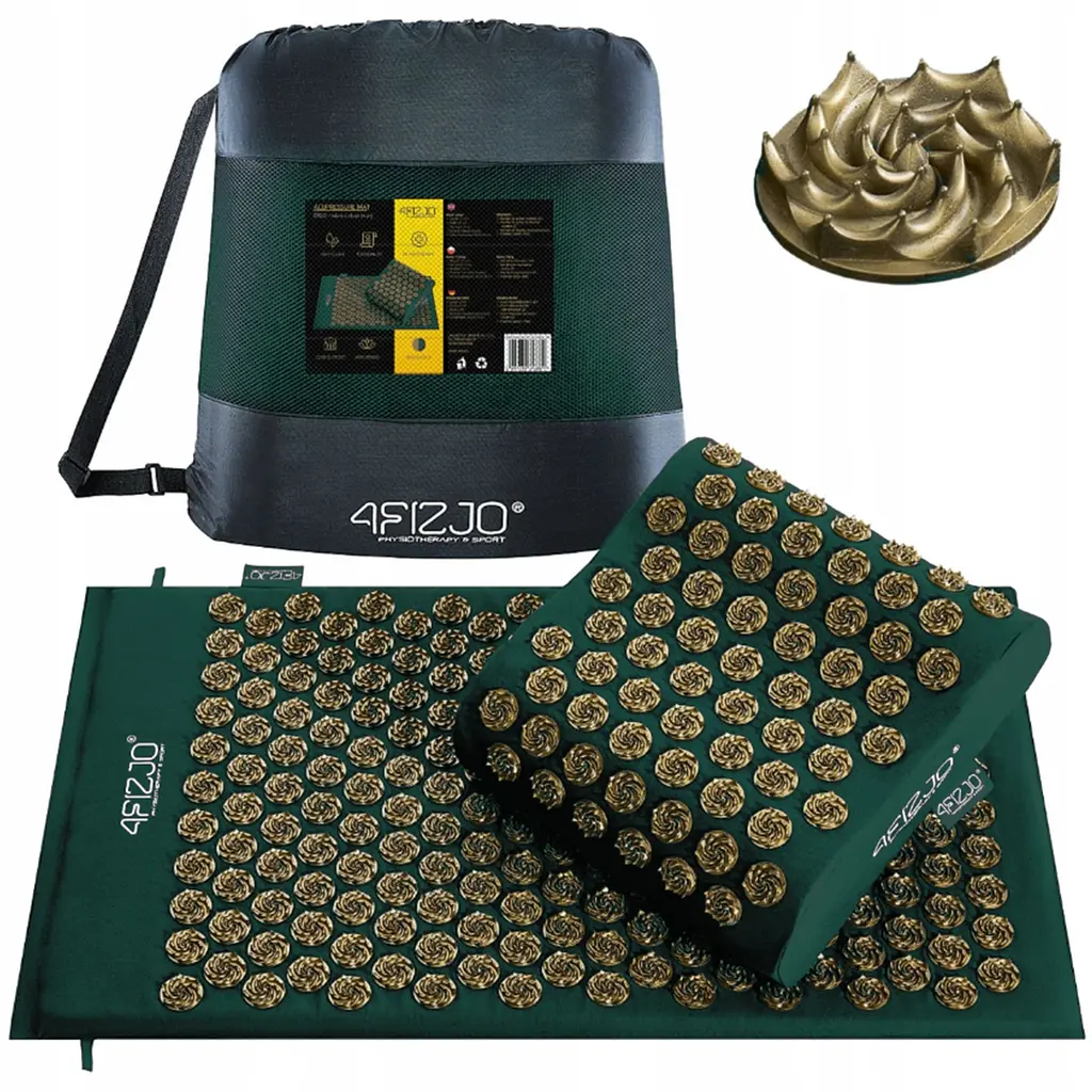 Килимок акупунктурний 4FIZJO Eco Mat XL Аплікатор Кузнєцова з подушкою 72 x 42 см 4FJ0382 Navy Green/Gold (P-5907739315076) - фото 2
