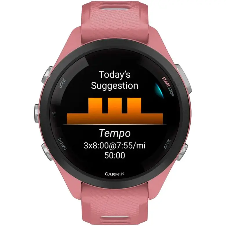 Смарт-годинник Garmin Forerunner 265S Black Bezel with Light Pink Case and Light Pink/Whitestone Silicone Band (010-02810-05) [89364] - фото 3
