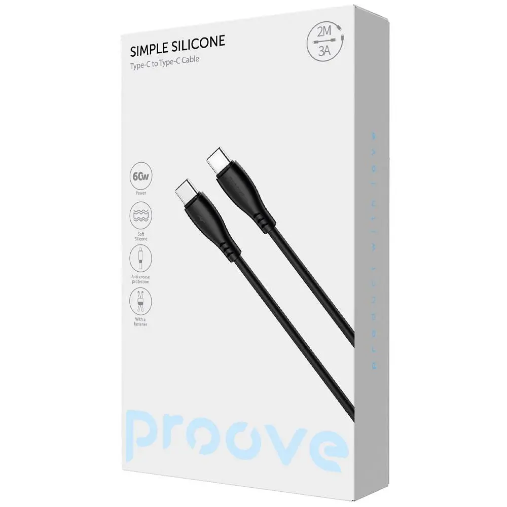 Кабель Proove Simple Silicone Type-C to Type-C 60W (2m) black (CCSI60002221) - фото 2