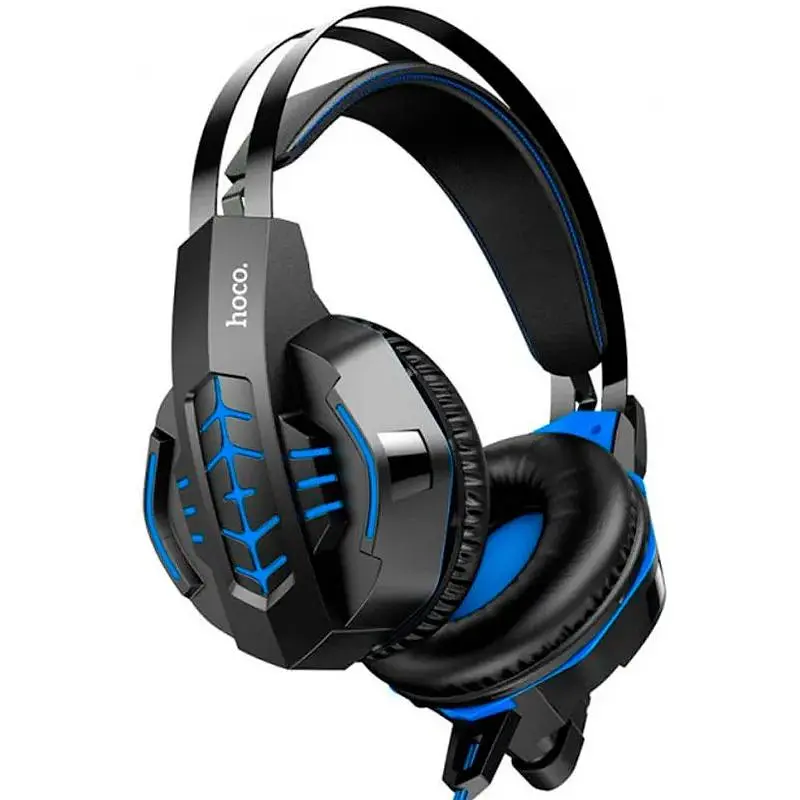 Ігрові навушники з мікрофоном та LED підсвічуванням Hoco Cool Tour Gaming W102 Blue - фото 3