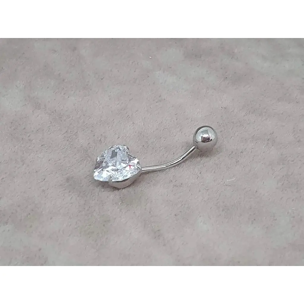 Срібна сережка для пірсингу пупка Ірій Сердечко с фіанітами. 6030 - фото 2