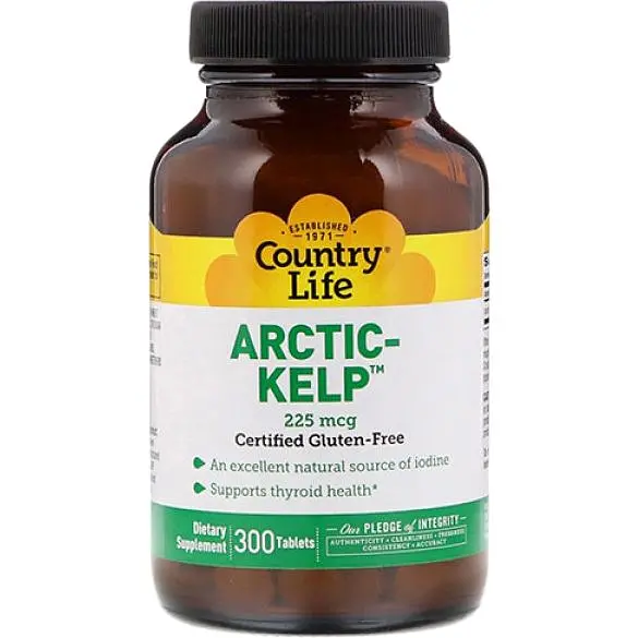 Натуральная добавка Country Life Arctic Kelp Норвежская ламинария 225 мкг 300 таблеток - фото 1