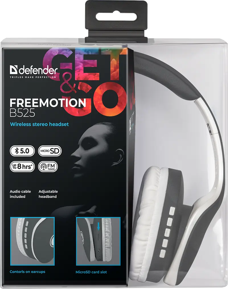 Навушники FreeMotion B525 Gray + White, Bluetooth (63527) Defender teh0021177 - фото 4