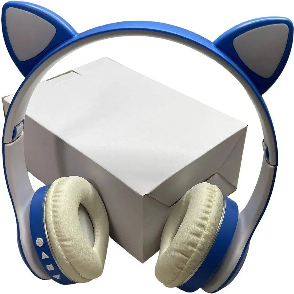 Бездротові навушники Opt-Top cat ear vzv-23m з підсвічуванням + FM-радіо + MicroSD Bluetooth сині (1756375582) - фото 8