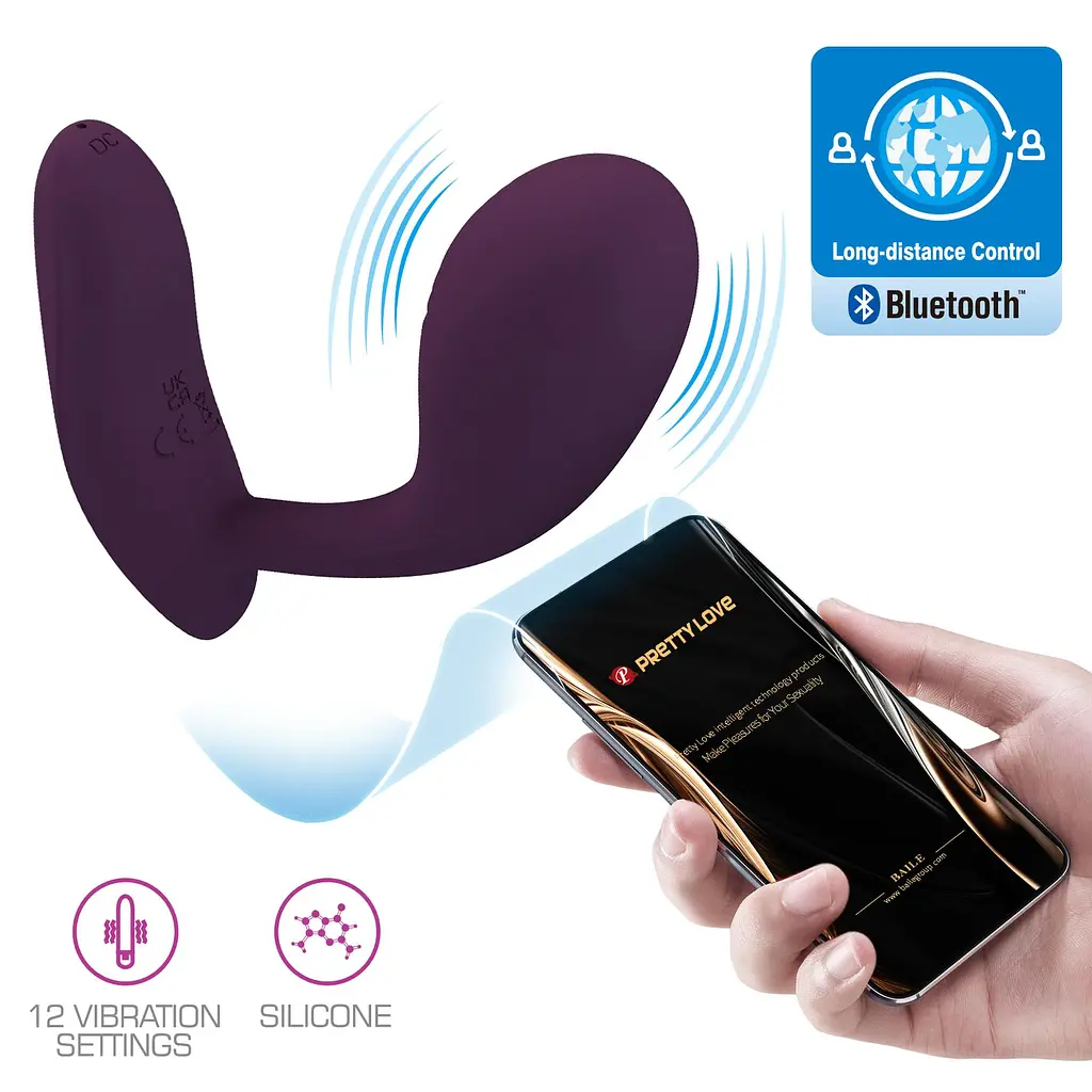 Вібратор PRETTY LOVE Baird Purple, 12 vibration функцій Mobile APP Long-distance Control PRETTY LOVE BI-014992HP-1 98758 - фото 4