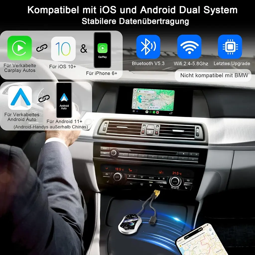 Адаптер CarPlay / Android Auto 3-в-1 для бездротового підключення - фото 4