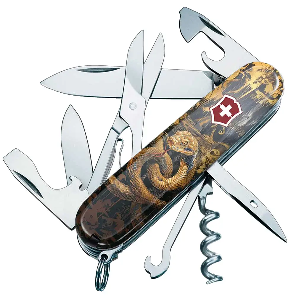 Ніж Victorinox Swiss Army Climber Zodiac. Золота дерев'яна змія