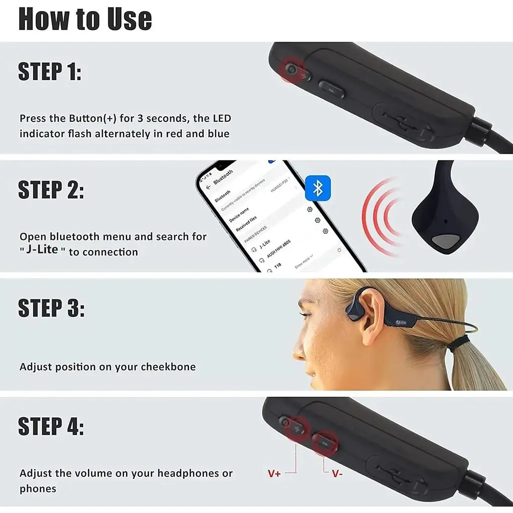 Бездротові навушники Bluetooth Bone Conduction водонепроникні - фото 2