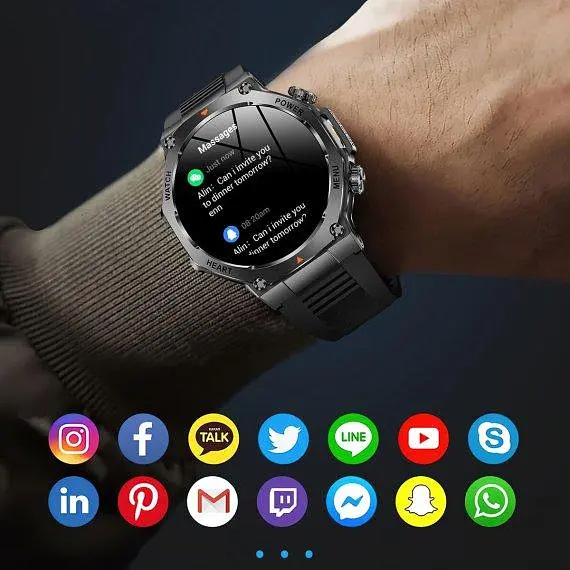 Годинник розумний наручний UWatch Smart Mevaden Ultra Rubber 2 ремінці Чорний (2710059533) - фото 9