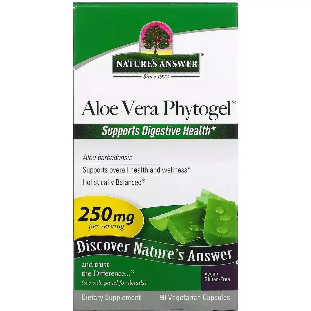 Алое вера фитогель Nature's Answer Aloe Vera Phytogel 250 мг 90 капсул - фото 2