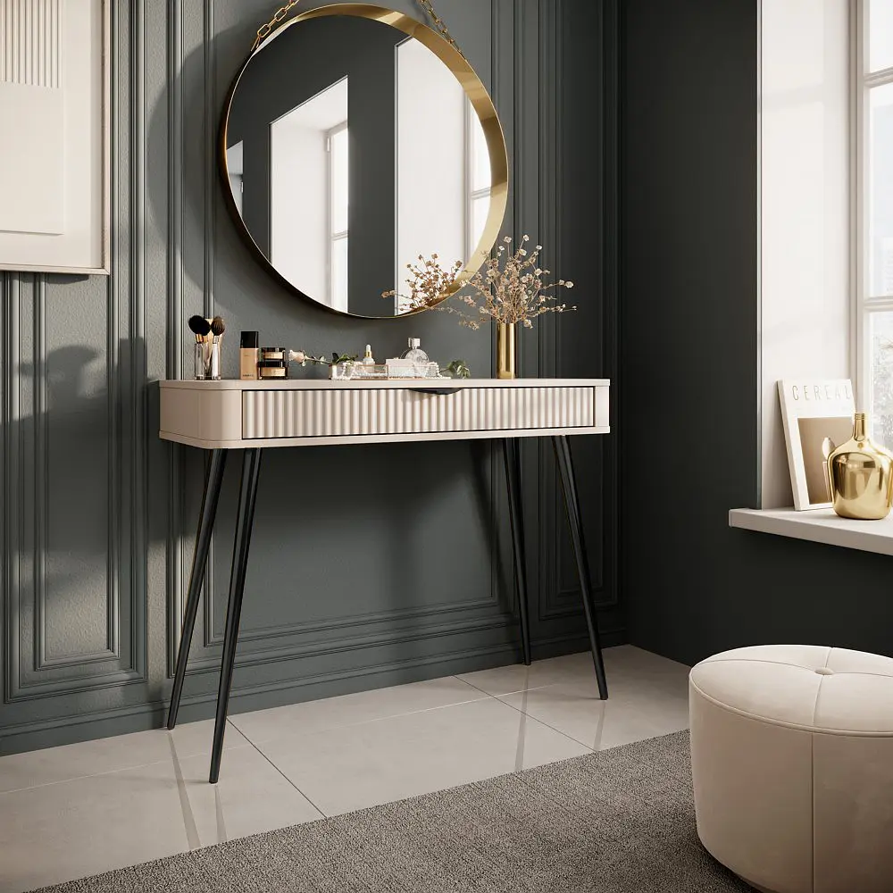 Стіл туалетний Perfect Home Ланте / Lante 1S/100 з 1 шухлядою і чорними ніжками Беж (PFH-091170) - фото 6