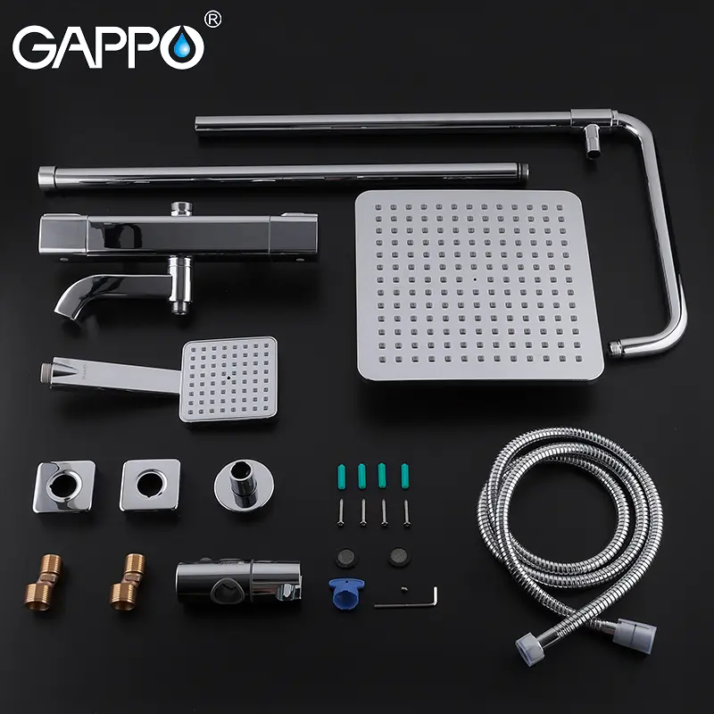 Душевая система с термостатом Gappo 1/3 G2491, Хром - фото 7