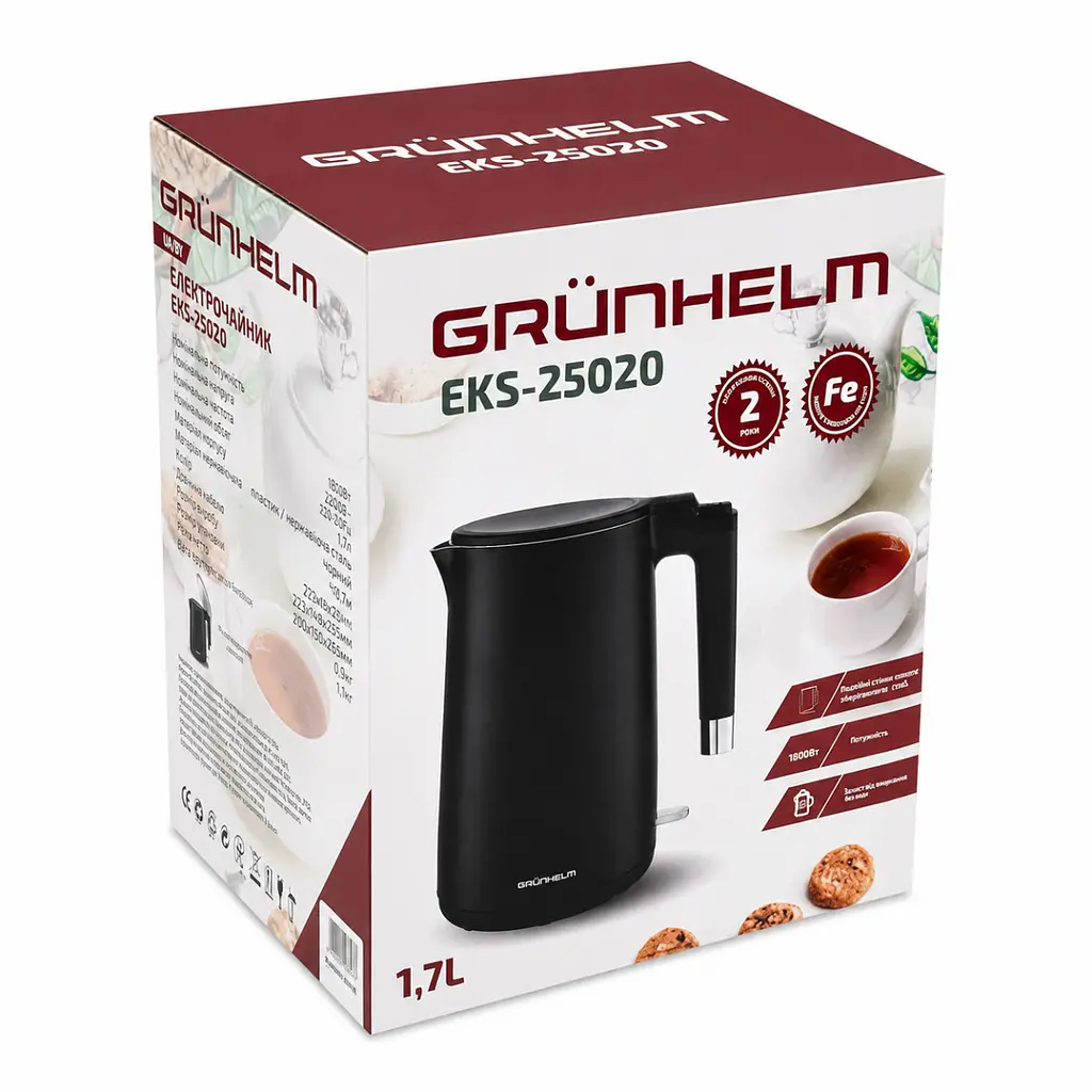 Електрочайник Grunhelm EKS-25020 1.7 л чорний (146656) - фото 5