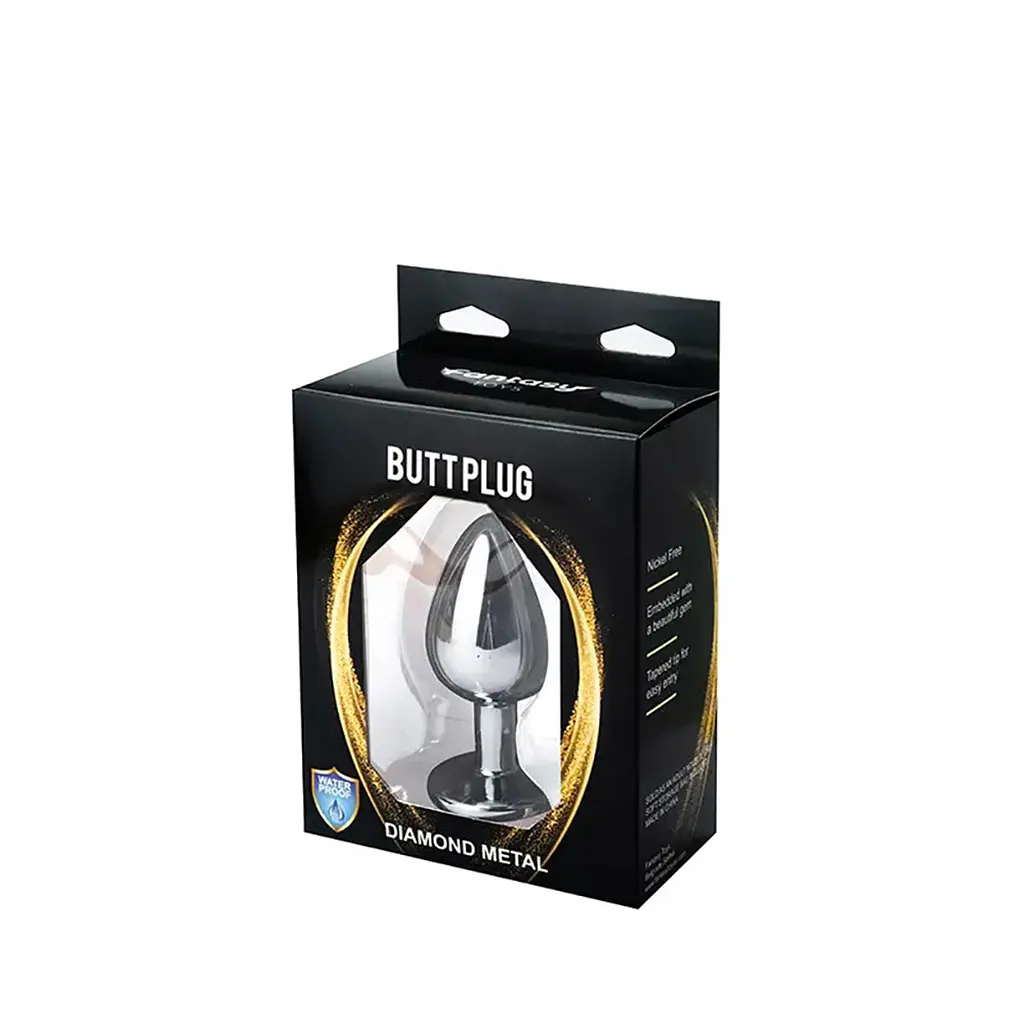 Анальна пробка Fantasy Silver Butt Plug Diamond L 9 см (білий) - фото 11