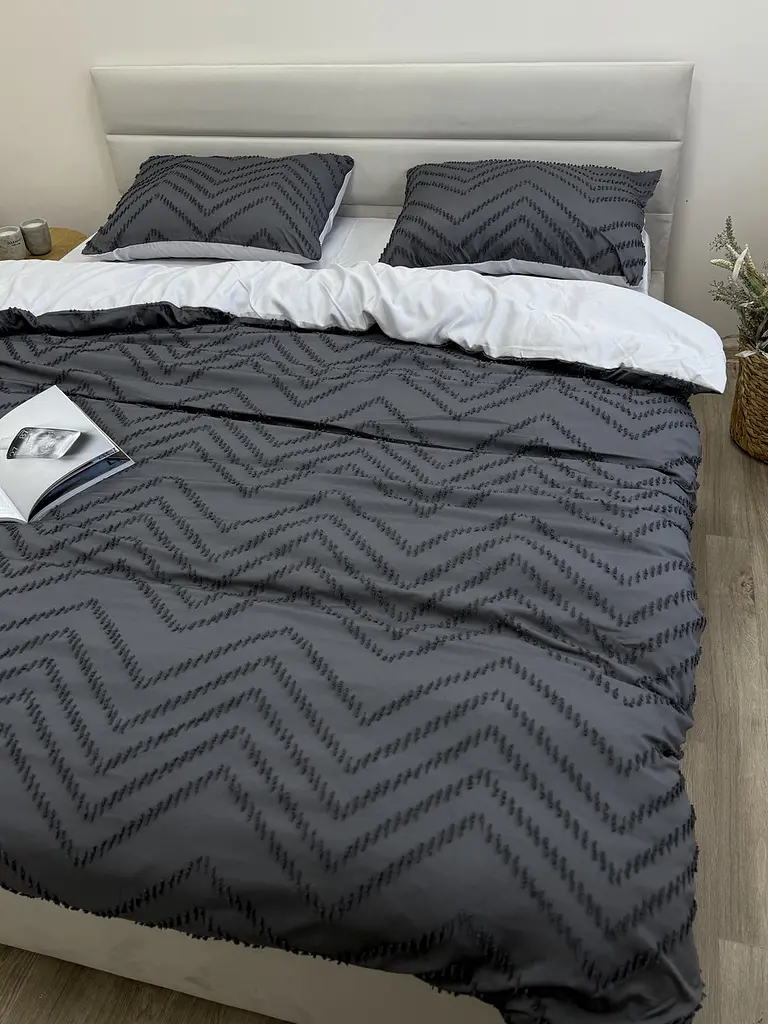 Комплект постільної білизни Ecotton Jaquard Сімейний 150х215 см cірий Grey (Сімейний сірий) - фото 9