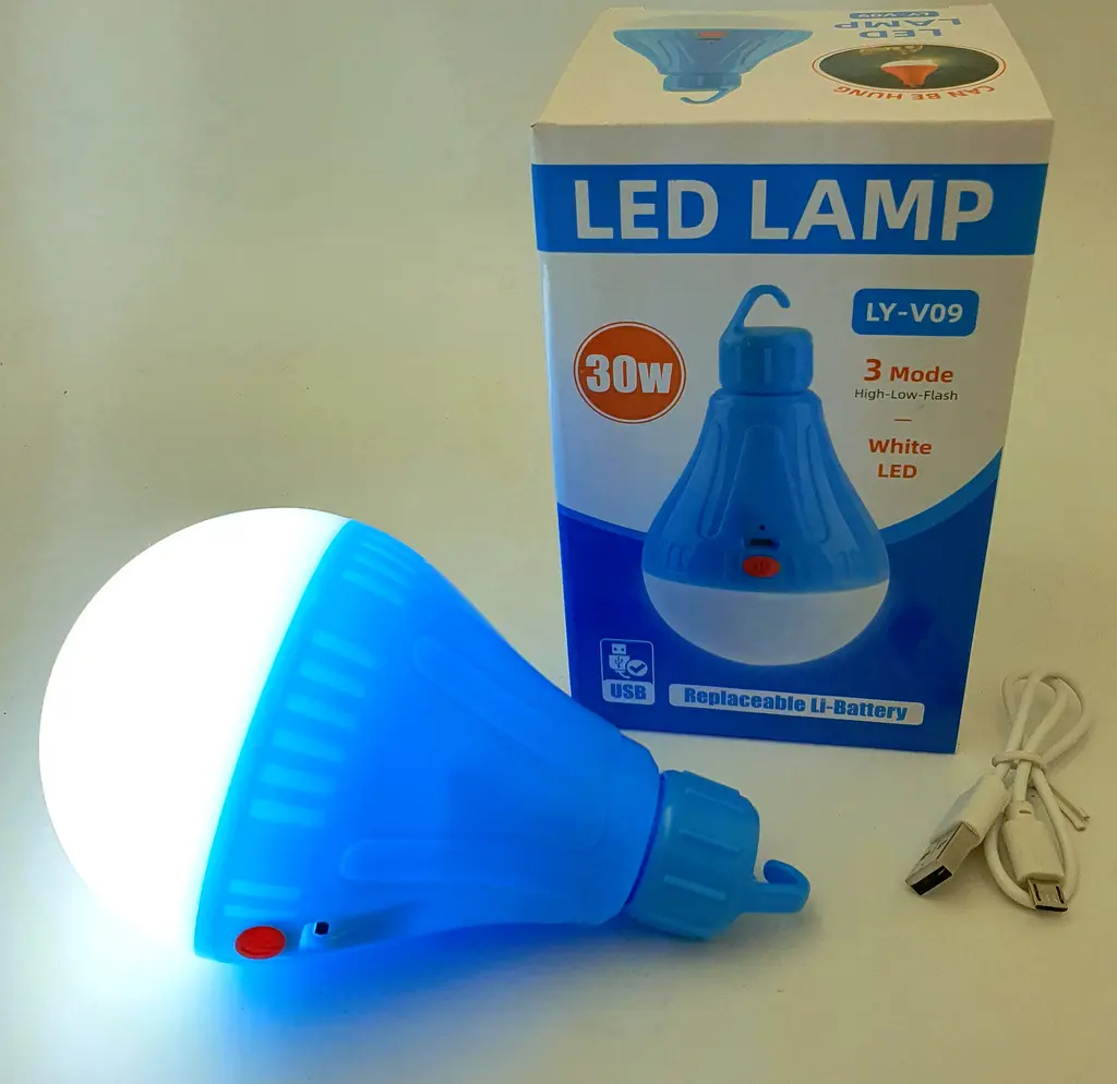 Кемпінгова LED лампа 30W акумуляторна знімна 18650 1200mAh світильник з гачком ліхтар світильник 15х8см UKC V09 - фото 2