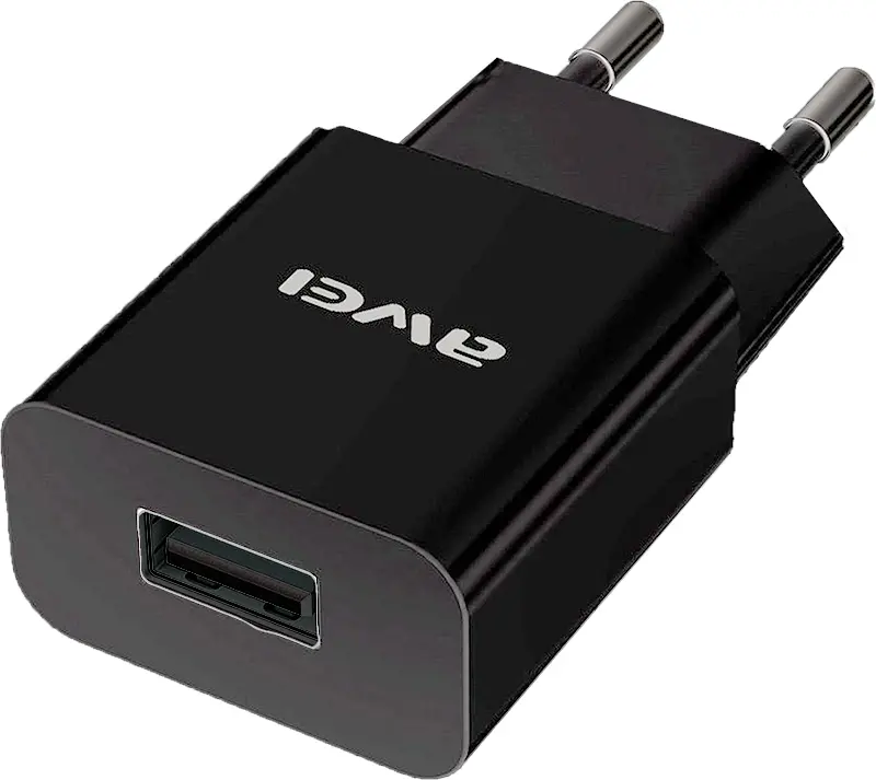 Сетевое зарядное устройство AWEI C-810 Travel charger + Micro cable 1USB 2.4A Black - фото 2