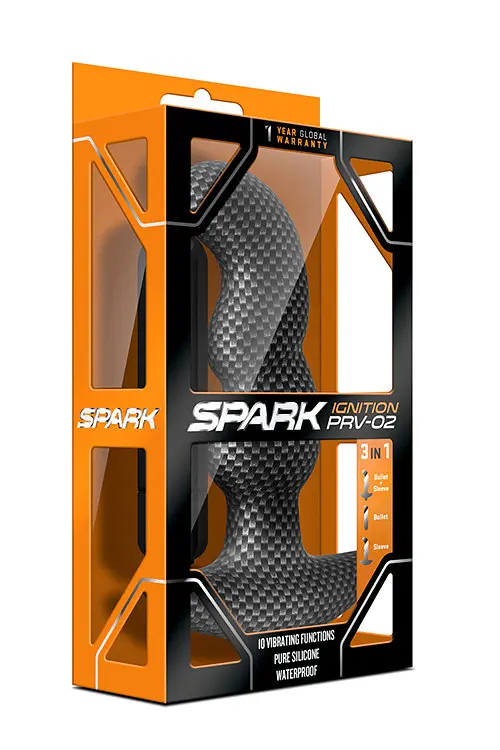Анальна пробка з вібрацією 3-в-1 Spark Ignition Prv-02 Carbon Fiber - фото 4