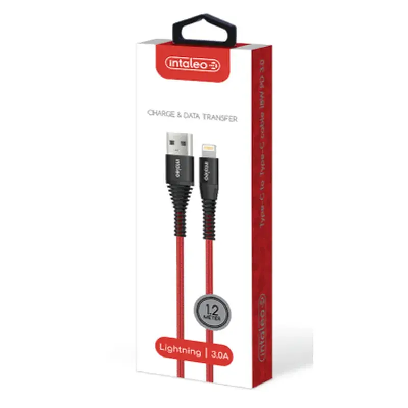 Дата кабель USB 2.0 AM to Lightning 1.2m Red Intaleo (1283126559471) - фото 4