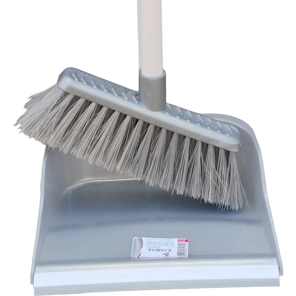 Совок для прибирання Zambak Plastik та щітка з довгими ручками сірий (ZP-139g) - фото 4