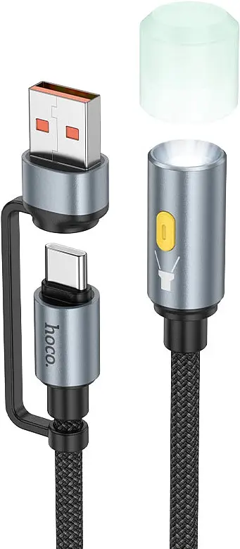 Ліхтарик на кабелі з адаптером Hoco UA38C USB/Type-C to LED Light Adapter Cable black - фото 5