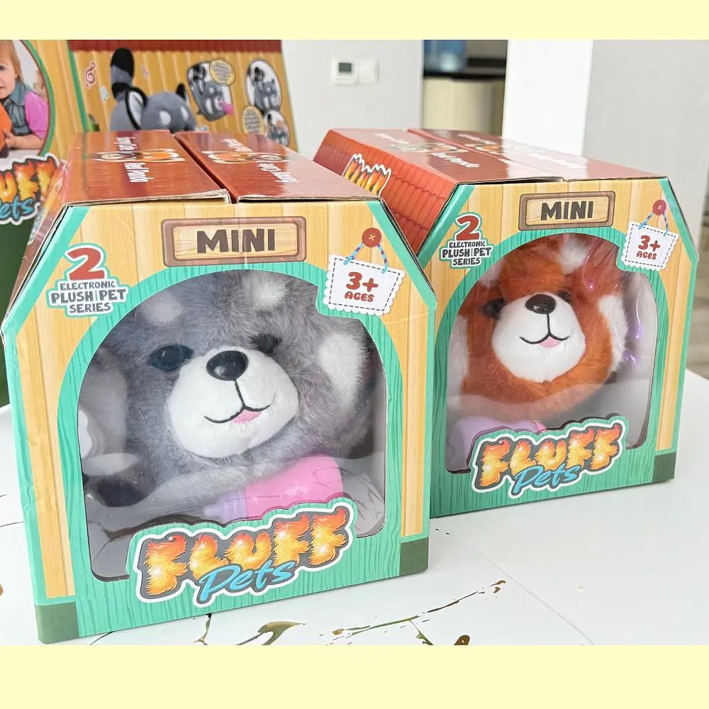 Інтерактивна м’яка іграшка Песик Fluff Pets що муркоче, їсть з пляшечки, засинає та рухає очима Сірий - фото 3