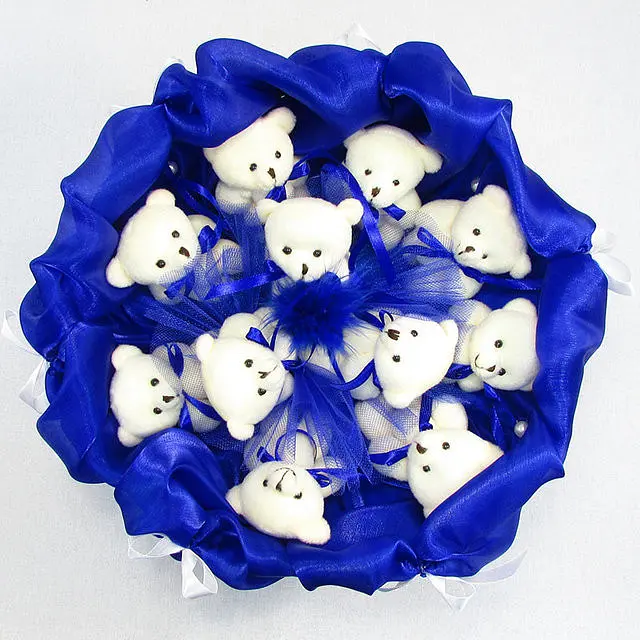 Букет из мягких игрушек 11 мишек 5282IT синий - фото 2