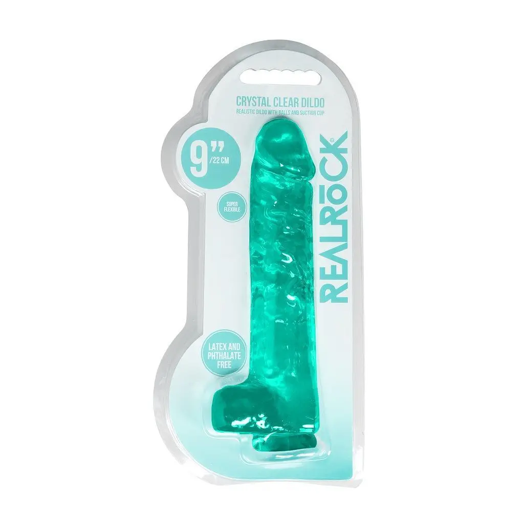 Фалоімітатор RealRock Crystal Clear 9", 25 см (зелений) - фото 6