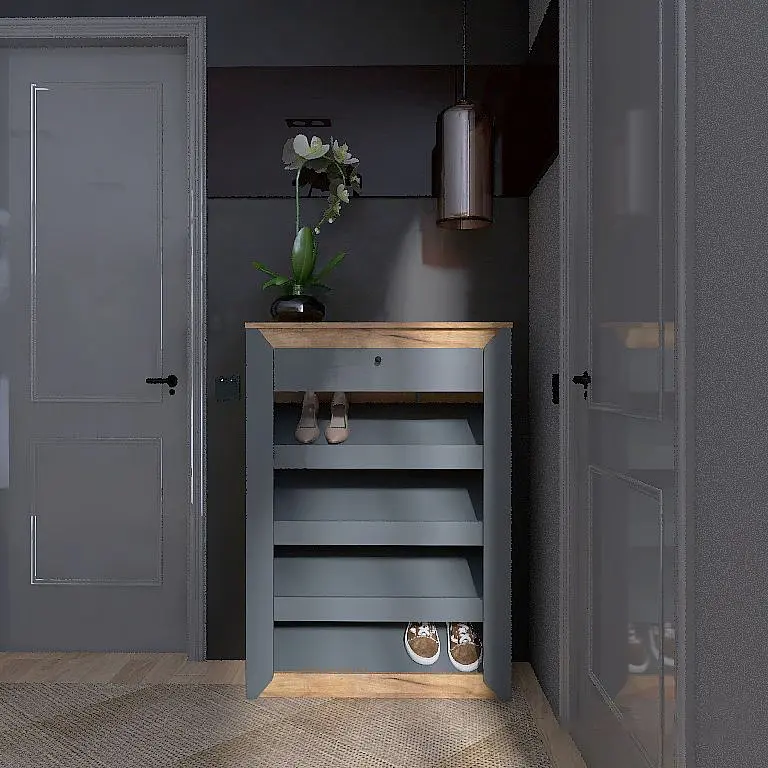 Тумба для обуви Эверест Нордик-800, 80х32х113 см графит/дуб золотой крафт (EVR-5548) - фото 5